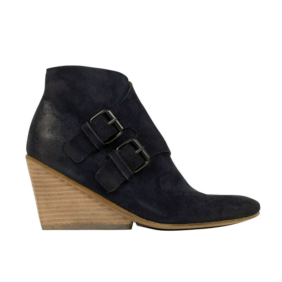 Distressed Calf Skin Leather Boots - Blue