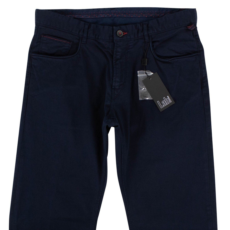 Navy Blue Cotton Blend Pants