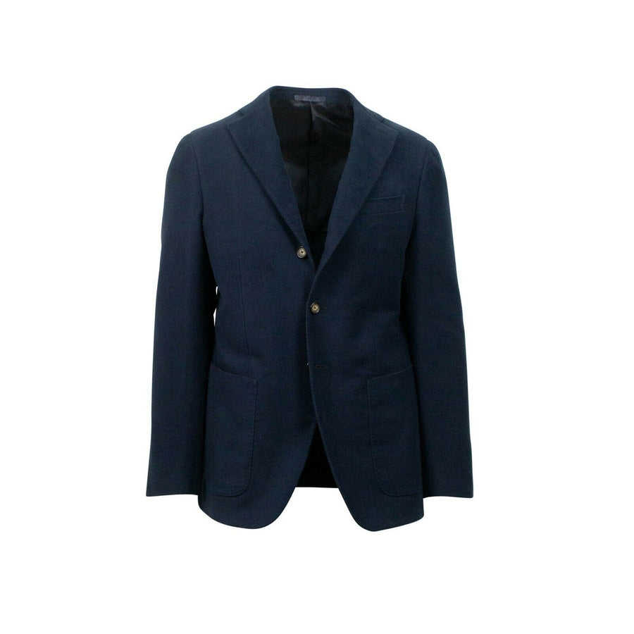Drop 7 Velour 3 Roll 2 Button Cotton Sport Coat - Navy Blue