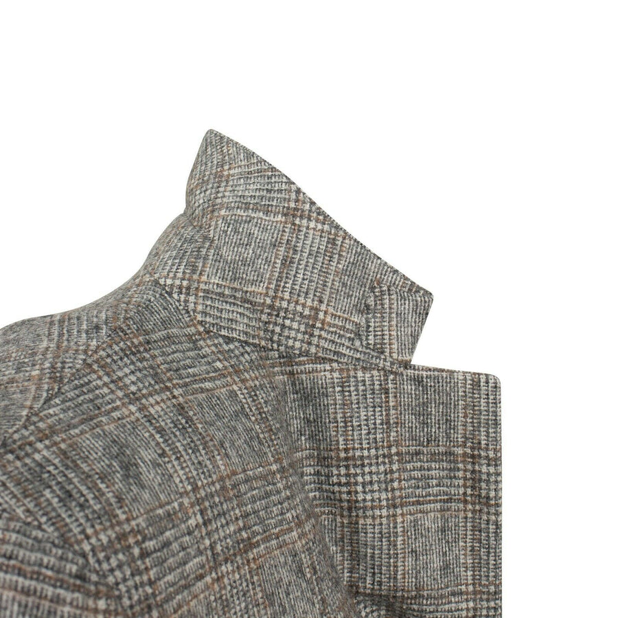 Drop 6 Plaid 3 Roll 2 Button Wool Blend Sport Coat - Brown / Gray
