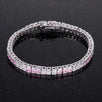 9.7Ct Princess Cut 7in CZ Pink and Clear Rhodium Bracelet