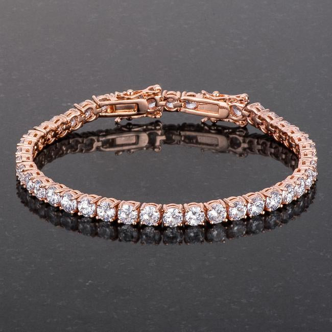 17.6 Ct Rosegold Tennis Bracelet with Shimmering Round CZ