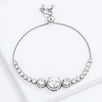 Adjustable Rhodium Plated Graduated Clear CZ Bolo Style Tennis Bracelet