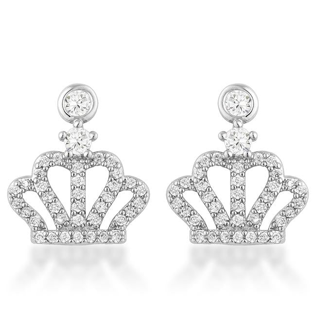 0.5 Ct Rhodium Crown CZ Earrings