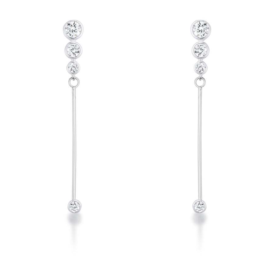 1.2Ct Graduated Rhodium Plated Drop Cubic Zirconia Earrings.