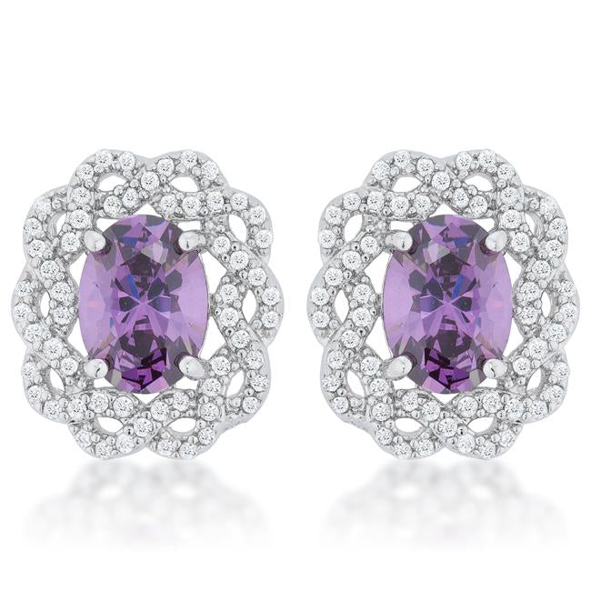 Amethyst Oval Stud Earrings