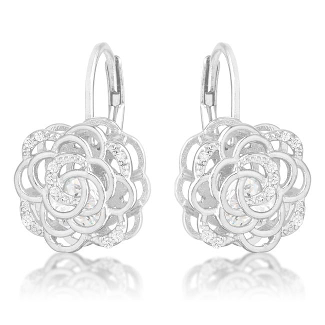 Maya 1.5ct CZ Rhodium Rose Drop Earrings