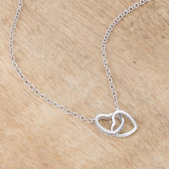 .22 Ct Interlocking Hearts Necklace with CZ