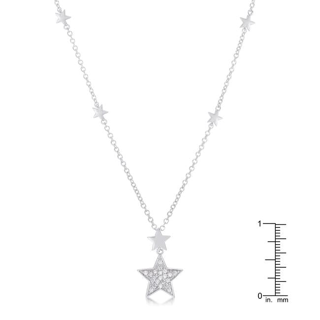 .32Ct Rhodium Star Necklace with Shimmering CZ