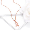 18k Rose Gold Plated Heart Filigree Breast Cancer Awareness Ribbon Pendant