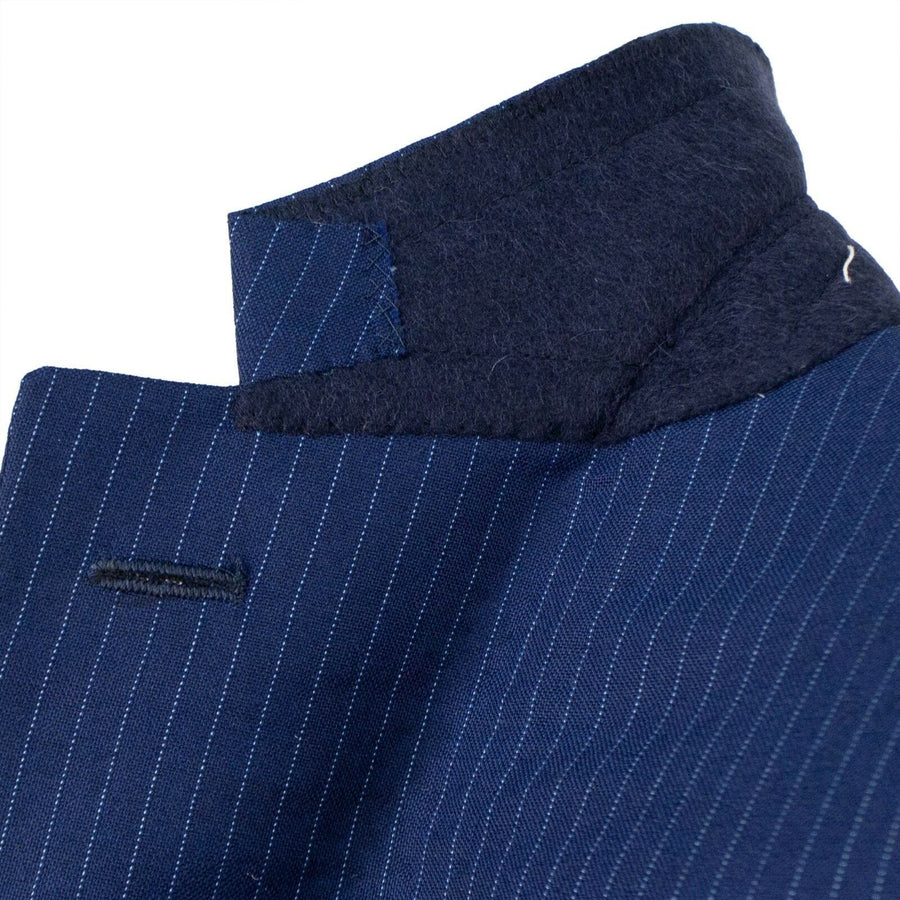 Drop 7 Pin-Striped Wool Three Button Suit - Blue