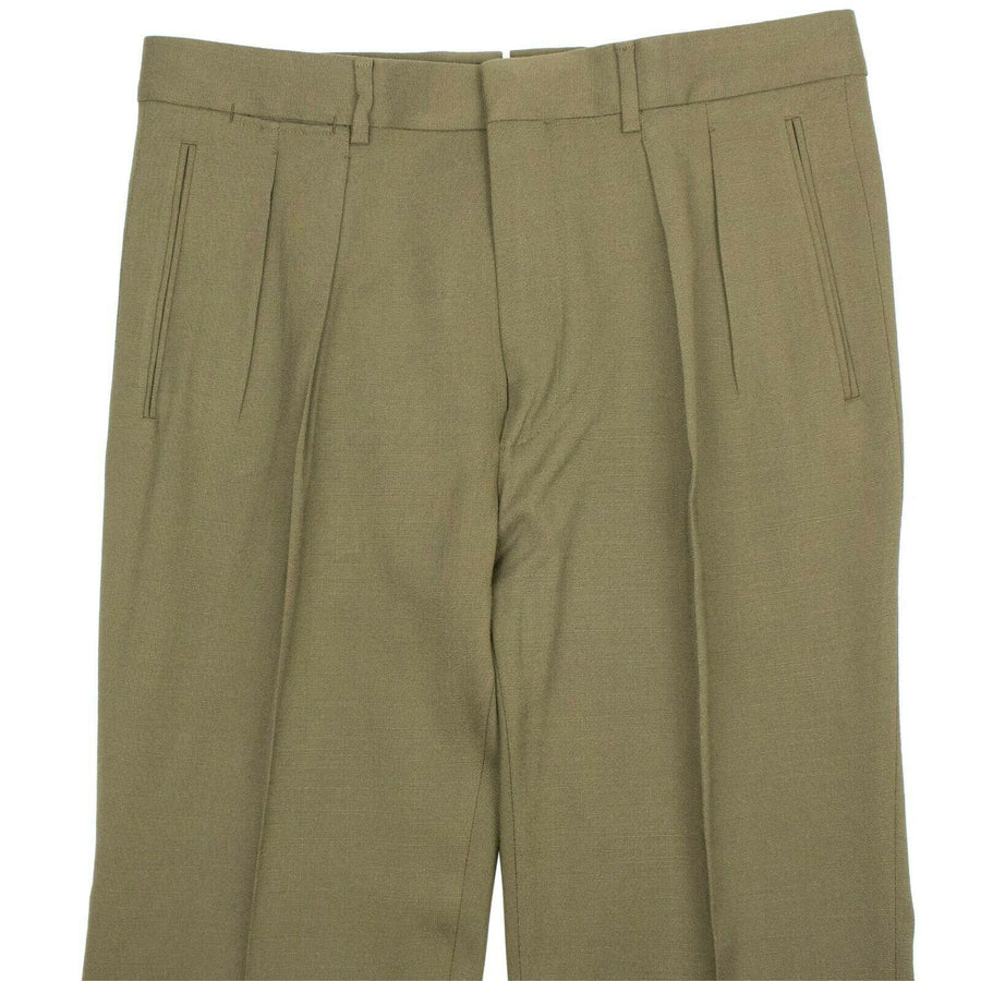 Rayon Pleated Dress Pants - Olive Green