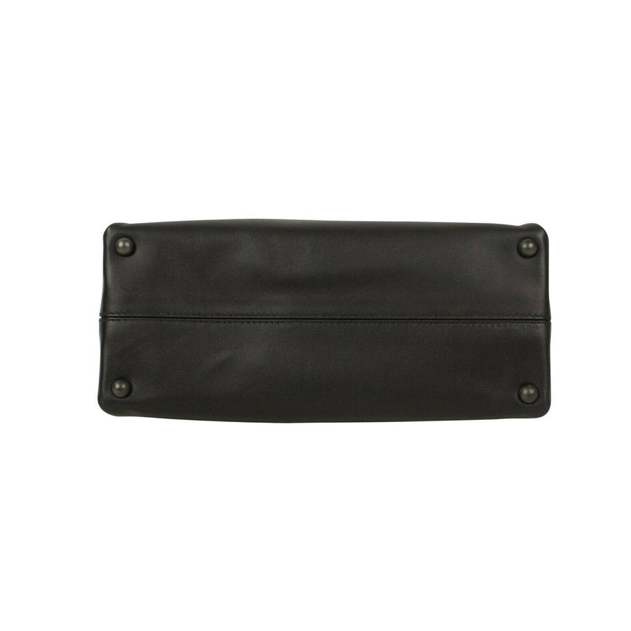 Leather 'Piazza' Medium Shoulder Bag - Black