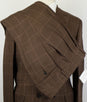Windowpane Check Wool Blend Double Breasted Suit - Brown