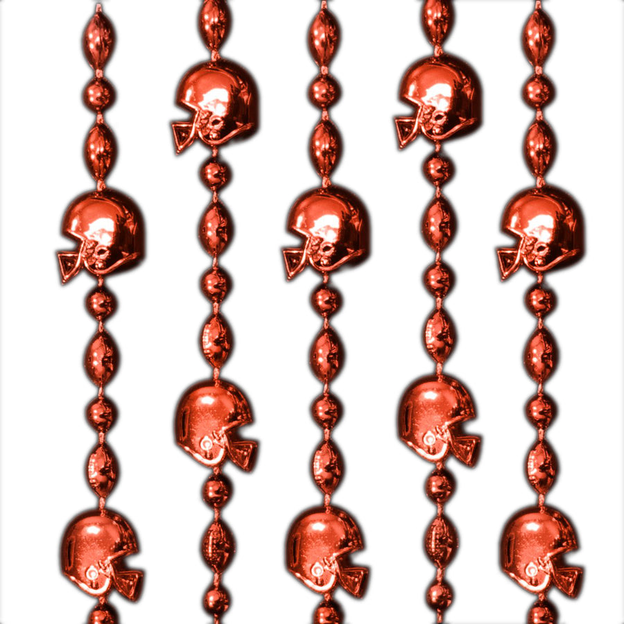 Football Helmet Bead Necklaces Red Pack of 12