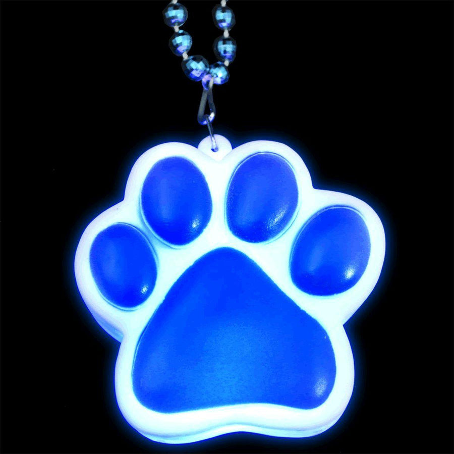 Light Up Blue Paw Print Charm Necklace