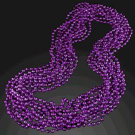 Round Disco Bead Necklace Pack of 12 Purple