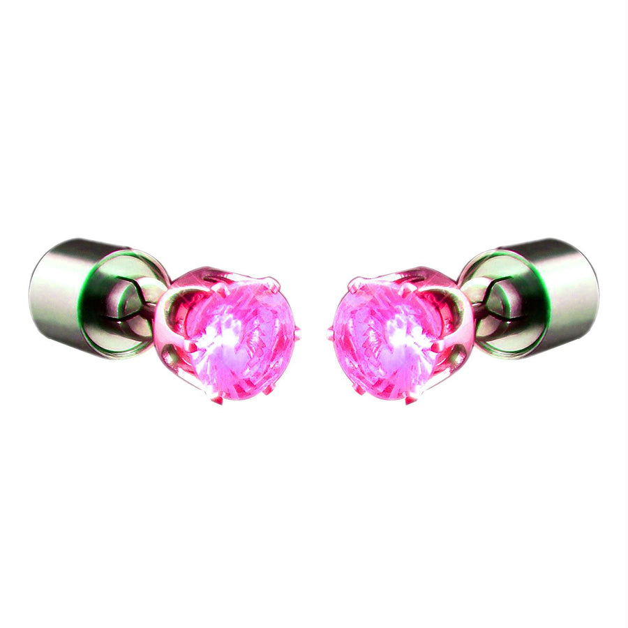 LED Faux Diamond Pierced Earrings Pink