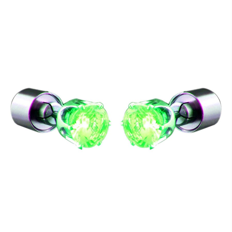 LED Faux Diamond Pierced Earrings Green