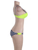 Striped Yellow Padded Gather Push-up Bikini Set