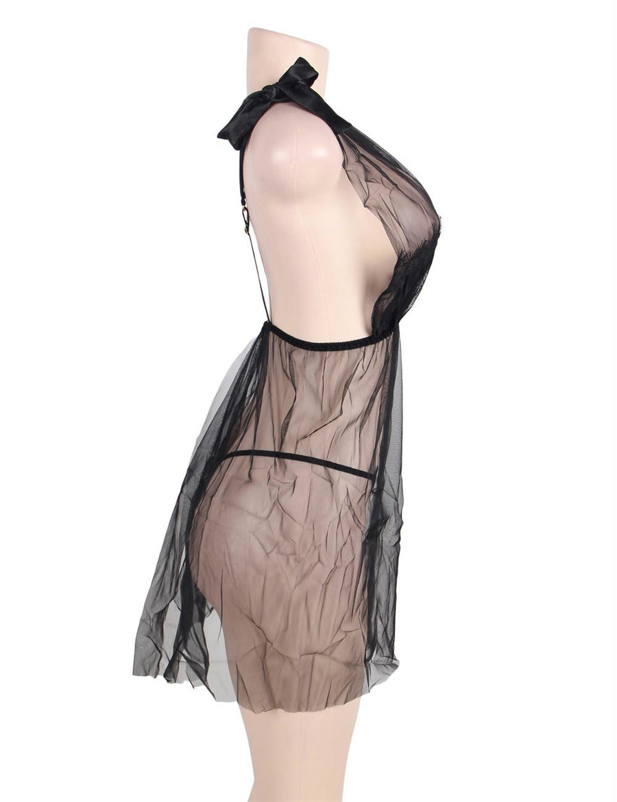 Seduction Black Mesh Babydoll with G-string