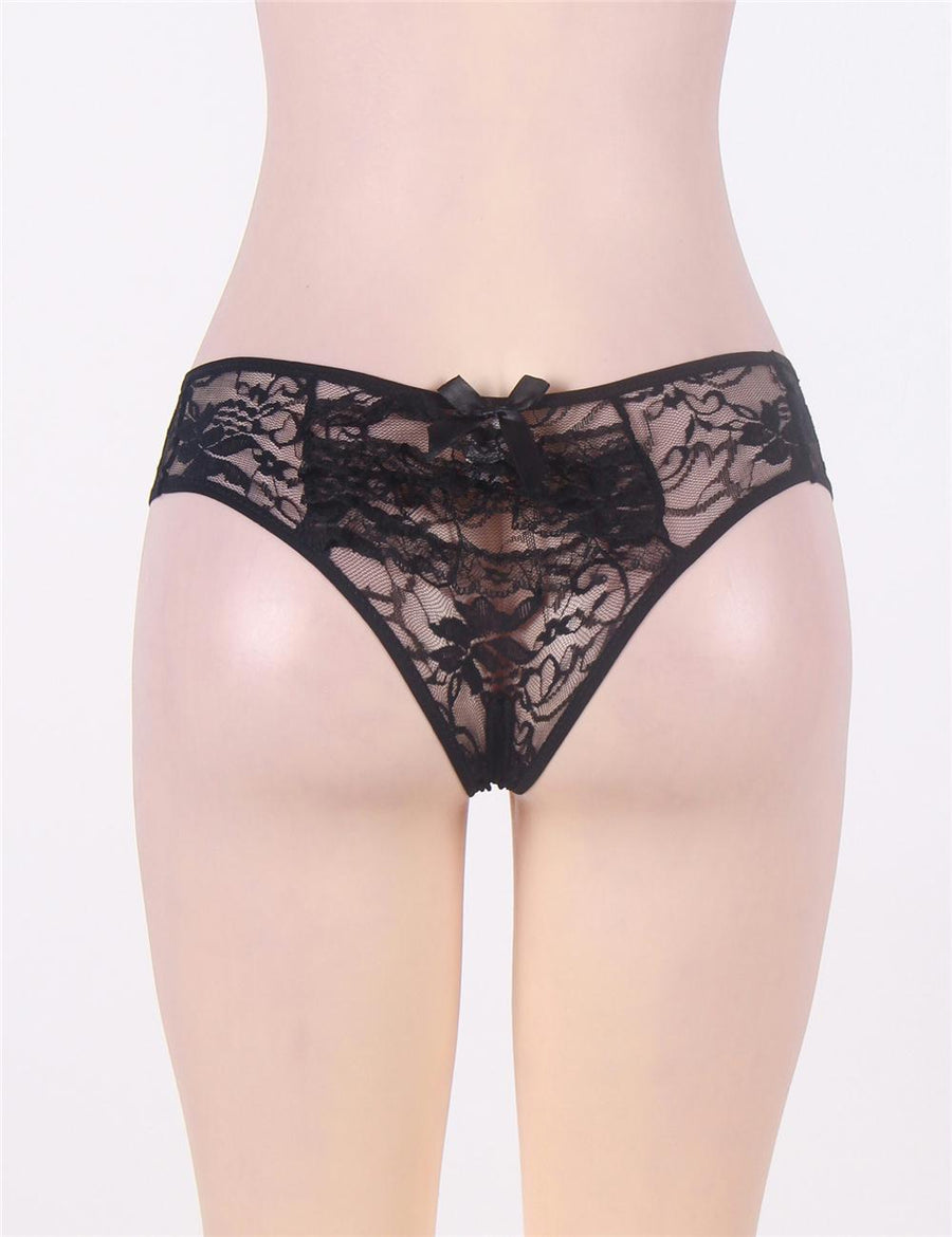 Open Crotch Black Lace Panty