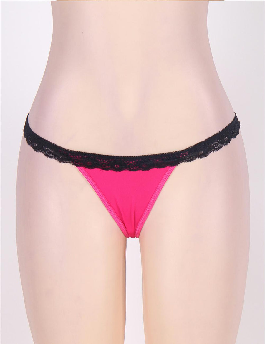 Heartbreaker Lace Trimmed Open Back Pink Panty