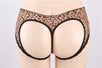 Leopard Print Lace Trimmed Open Back Panty