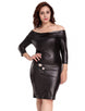 Black Off-Shoulder Embroidery Leather Dress