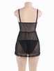 Plus Size Elegant black lace straps Babydoll Set
