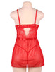 Plus Size Elegant Red Lace straps Backless Babydoll Set  With Steel Ring