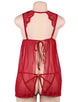 Plus Size Elegant Red Lace straps Backless Babydoll Set
