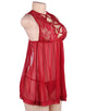 Plus Size Elegant Red Lace straps Backless Babydoll Set