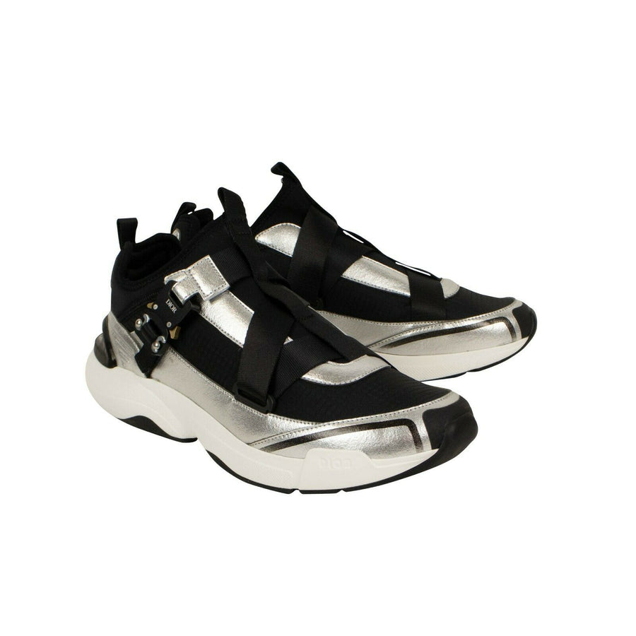 'B24 Runtek' Low Top Sneakers - Black And Silver