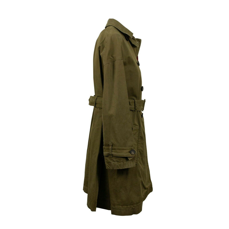 Double Breasted Trench Coat - Olive Green
