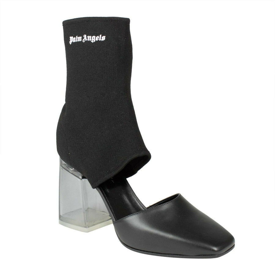 Sock Cutout Plexi Heel Ankle Boots - Black