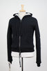 Cotton Blend Sherpa Lined Zip-Up Hooded Sweater - Black