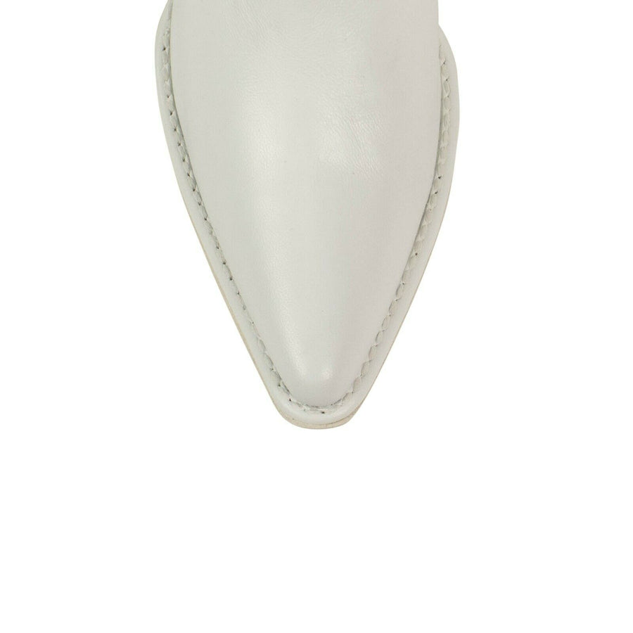 Leather Western Low Boots - White