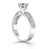 14k White Gold Triple Row Pave Diamond Engagement Ring