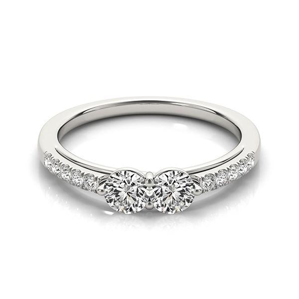 14k White Gold Two Stone Round Diamond Ring (5/8 cttw)