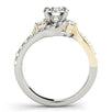 14k White And Yellow Gold Round Bypass Diamond Engagement Ring (1 1/2 cttw)