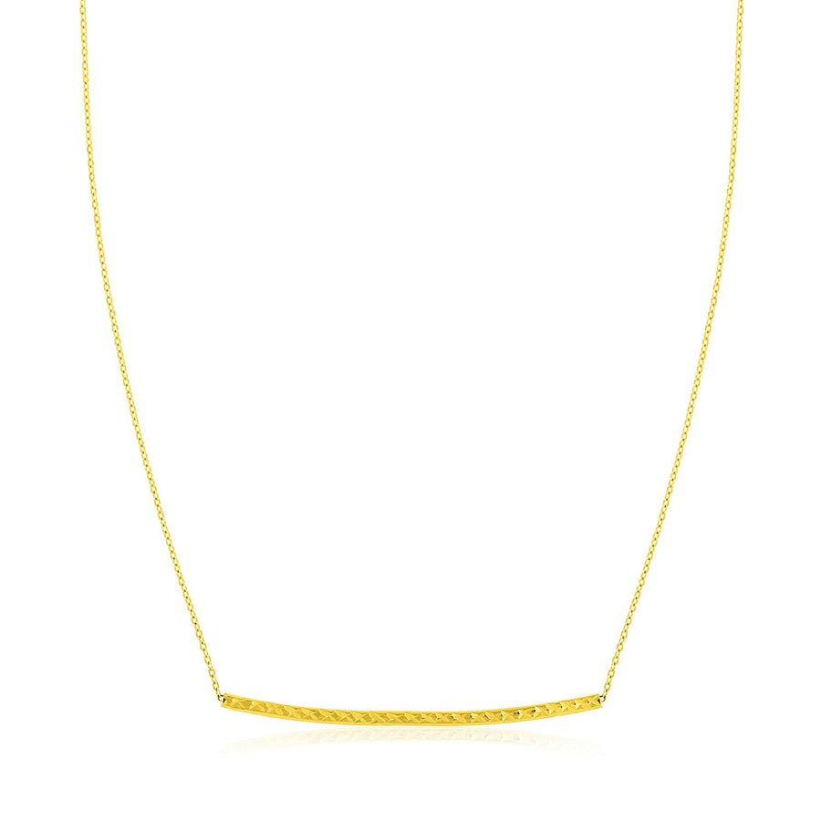 14k Yellow Gold Thin Textured Bar Necklace