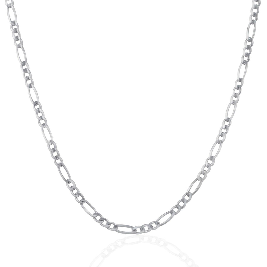 3.0mm 14k White Gold Solid Figaro Chain