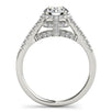 14k White Gold Round Cut Pave Set Shank Diamond Engagement Ring (1 3/8 cttw)