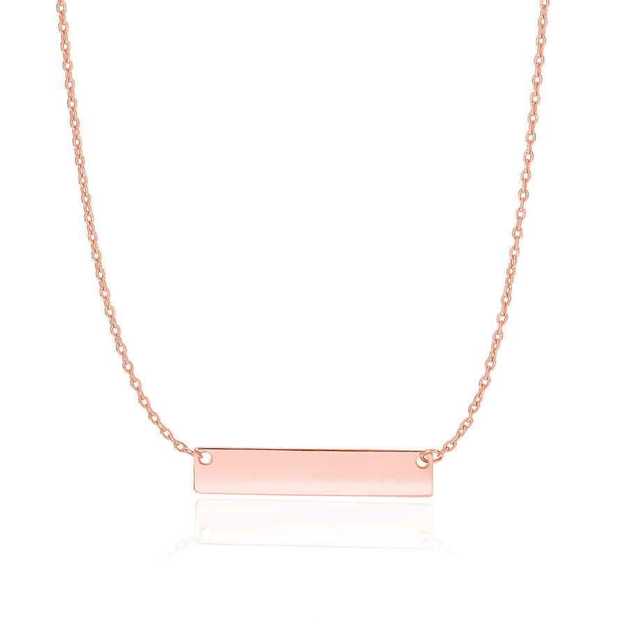 14k Rose Gold Smooth Flat Horizontal Bar Style Necklace