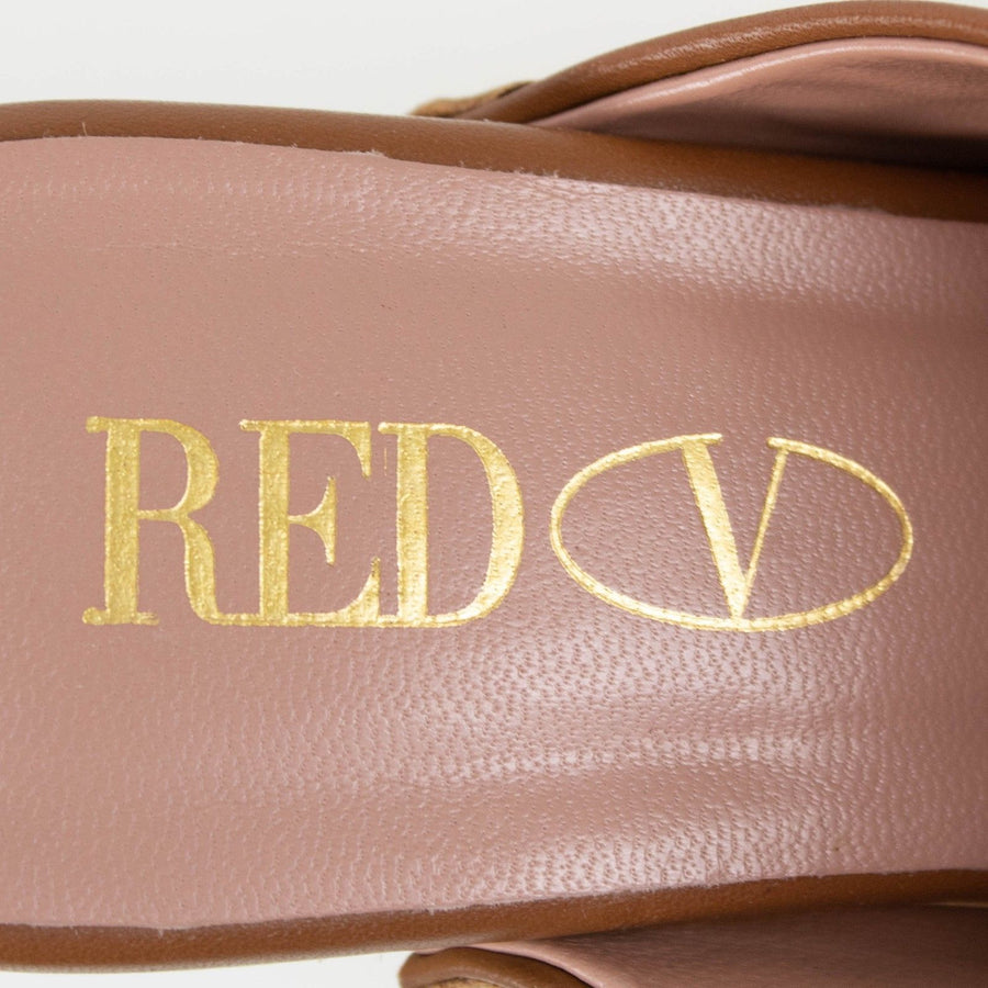 Leather & Wood Floral Clog Pumps - Brown