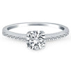 14k White Gold Engagement Ring with Pave Diamond Band
