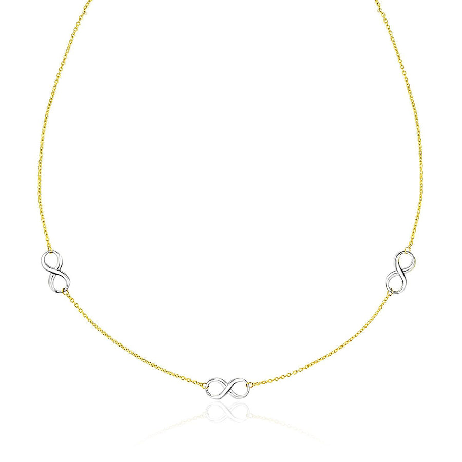 14k Two-Tone Gold Chain Necklace with Polished Infinity Stations