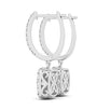 14k White Gold Double Halo Cushion Outer Shaped Diamond  Earrings (3/4 cttw)