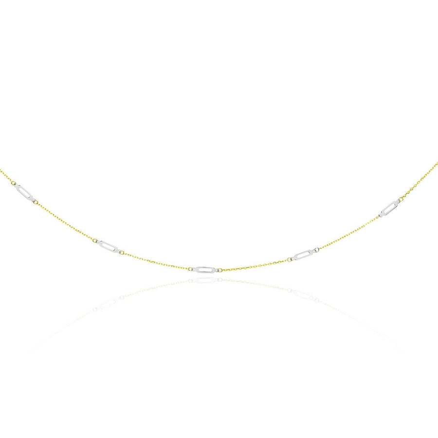 14k Two-Tone Gold Long Open Oval Station Chain Necklace